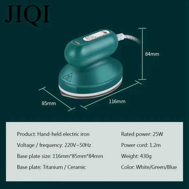 JIQI Portable Iron Handheld Garment Ironing Machine Ceramic titanium soleplate Clothes Fabric Ironing For Household and Travel 6