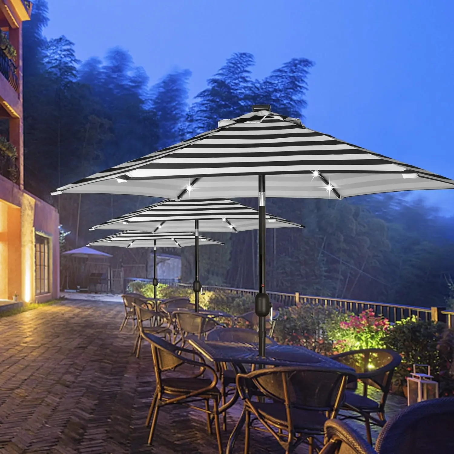 7.5 ft Solar Umbrella, 18 LED Lighted Patio Umbrella, Table Market Umbrella 5