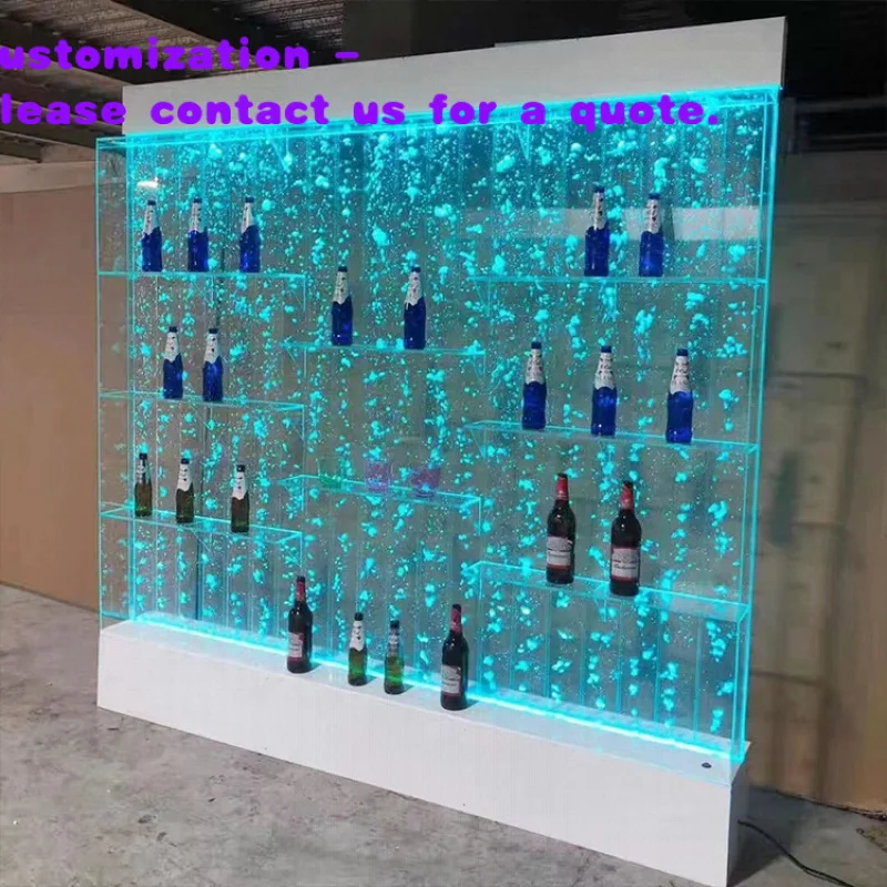 맞춤형 레스토랑 룸 디바이더 장식 LED 아크릴 댄싱 분수 버블 월 바 선반 포함 (맞춤 제작 가능)