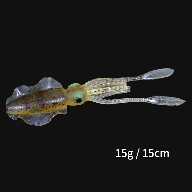 ORJD Trolling Lure Soft Squid Lure 7g 15g 20g 60g Luminous UV Squid Jig For Sea Fishing Boat Fishing Wobbler Bait For Snapper 15G 15CM NO HOOK
