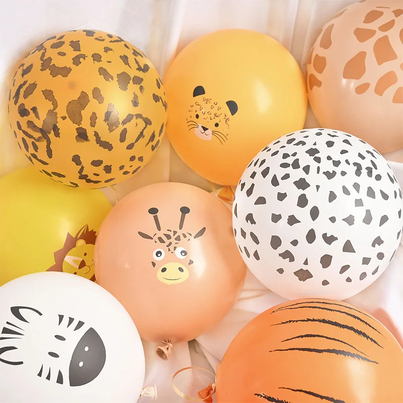 

10pcs Jungle Animals Latex Balloons Cartoon Lion Tiger Zebra Balloon For Kids Birthday Party Baby Shower Air Globos Decorations
