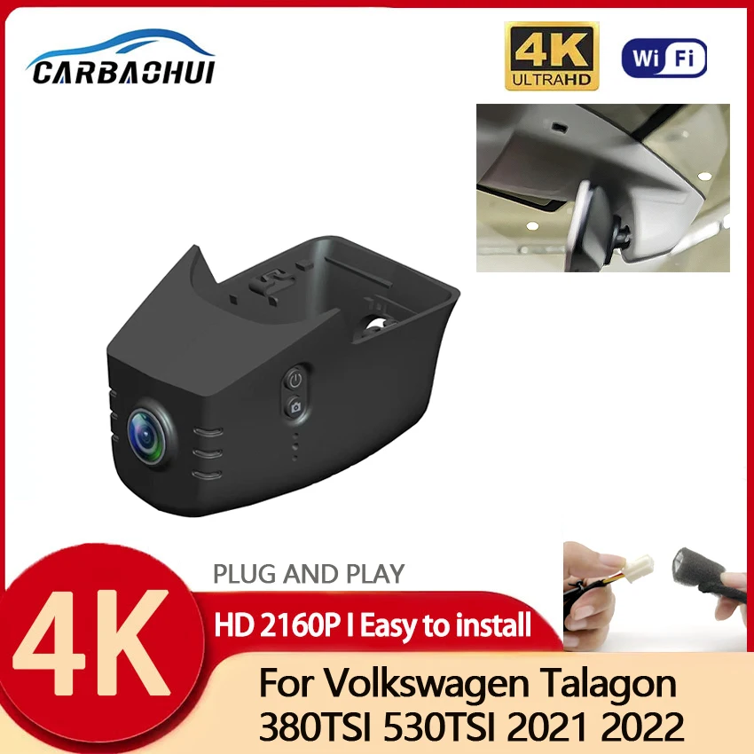 

4K HD 2160P Car DVR Plug and Play Dash Cam Camera WIFI Video Recorder For Volkswagen Talagon 380TSI 530TSI 2021,Wireless DashCam