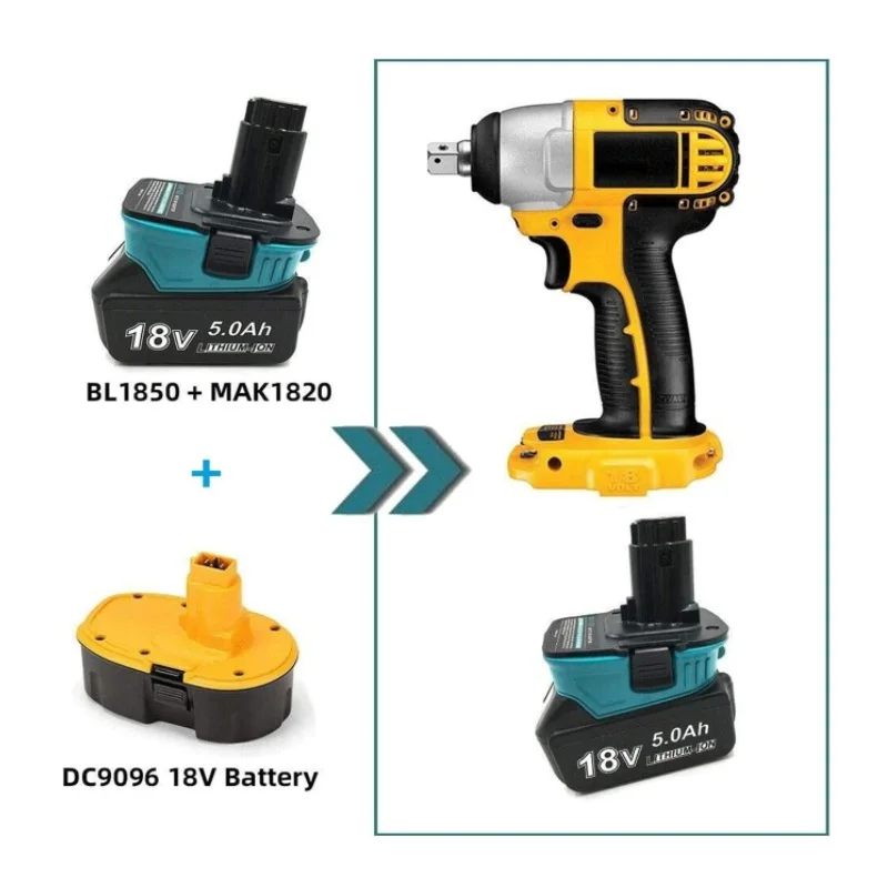 

MAK1820 Adapter Converter Conversion for Makita 18V Li-Ion Battery BL1830 BL1860 for Dewalt DC9096 DE9095 Ni-Cd Ni-Mh Tools