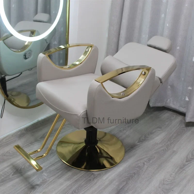 

Personalized Luxury Barber Chair Salon Hair Shop Retro Gold Recliner Cheap Barber Chair Hidraulic Leg Lifter Silla Furniture