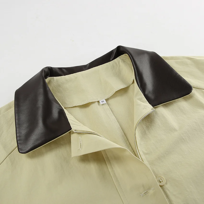 Fashion Pocket Trench Outwear For Women Patchwork Autumn Cardigan Vintage Lapel Loose High Waist Coat Women's Overcoat New
