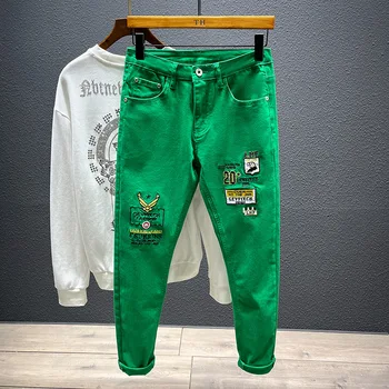 2025 Men's Jeans Korean Spring Autumn Clothes New Men Trousers Fashion Casual Straight Leg Slim fit Style Stretching Pants 1