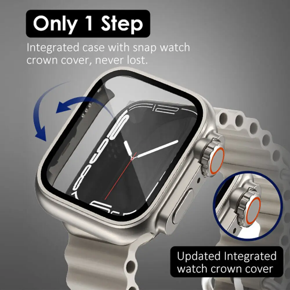 Фото Защитная пленка для Apple Watch, Жесткий Чехол для переднего и заднего бампера из поликарбоната для iwatch 9 8 7 6 5 4 Ultra, 41 мм 40 мм 45 мм 44 мм №3