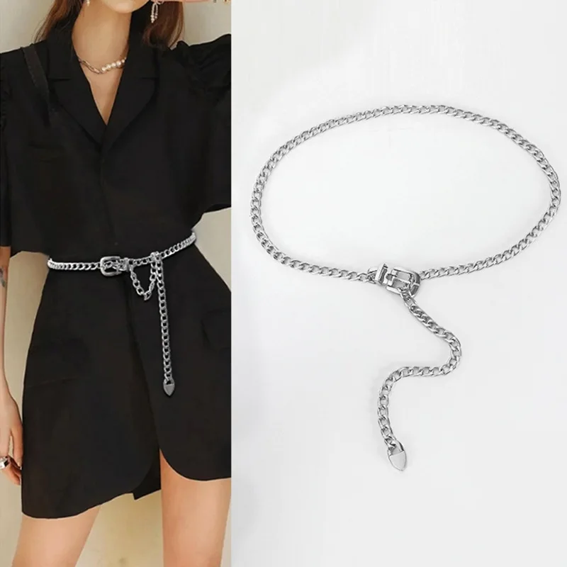 Gold Silber Metall Taille Kette Anzug Kleid Gürtel Vielseitig Mode Kühlen Stil Hosen Kette Gürtel Hip Hop Zubehör Gürtel