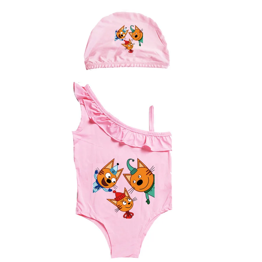 Kid E Cats Russian Cogic-30000Coful Coulti-19 My Family Three Happy Cats Clothes Kids Summer Swimwear Toddler Girls Senza Maniche Costumi Da Bagno Int