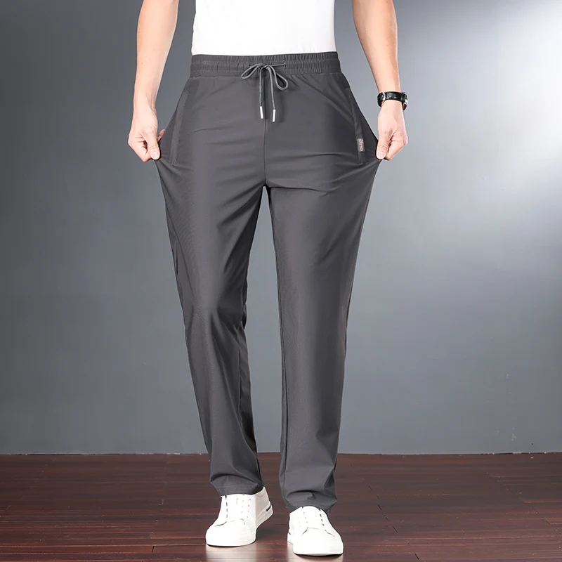 Elegant Fashion Harajuku Slim Fit Ropa Hombre Loose All Match Sport Casual Pants Pockets Thin Style Straight Leg Wide Leg Pants