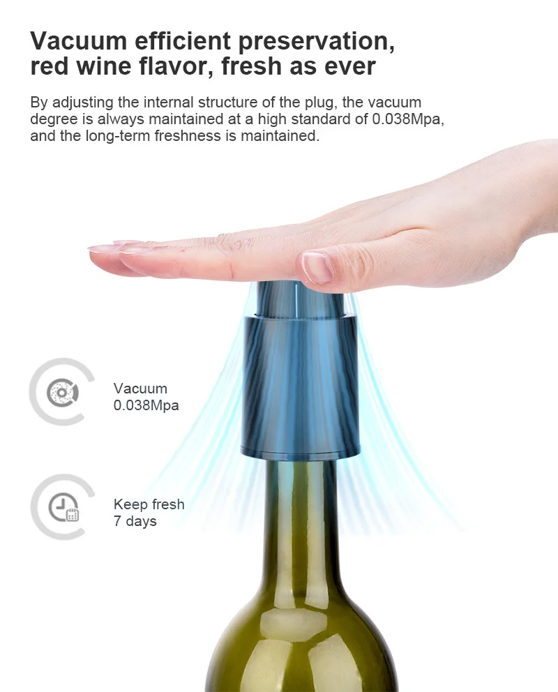 Description Picture 2 of itemVacuum Pump Wine Saver Cap Stopper Date Scale Record Retain Preserver For Wine Bottles Corkscrew Kitchen Automatic Keep Fresh