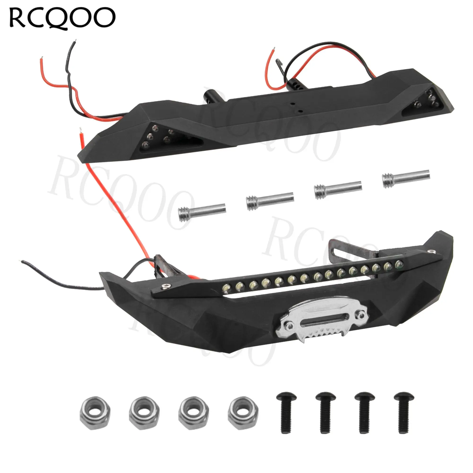 

1/10 Scale Front Bumper,Metal Bull Bar Front Bumper with LED Lights Bar for Axial Traxxas TRX4 RC4WD D90 TF2 1/10 RC Crawlers