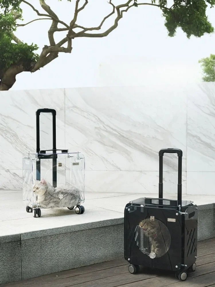 Pet Trolley Box Out Portable Transparent Hand Luggage Travel Trolley Airline Case Large Capacity Carriers for Dog Accessories