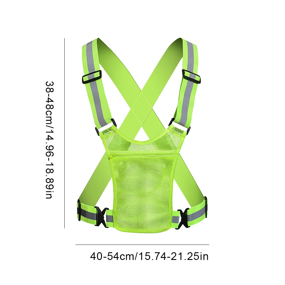 Night Running Vest Lightweight Reflective Safety Vest with Pouch Adjustable Strap High Visibility Cycling Vest for Night Riding