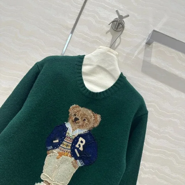 New Autumn/Winter New Women's Sweater Fashion Exquisite Cartoon Wearing Jacket Teddy Bear 10% Cashmere 90% Wool Pullover 2