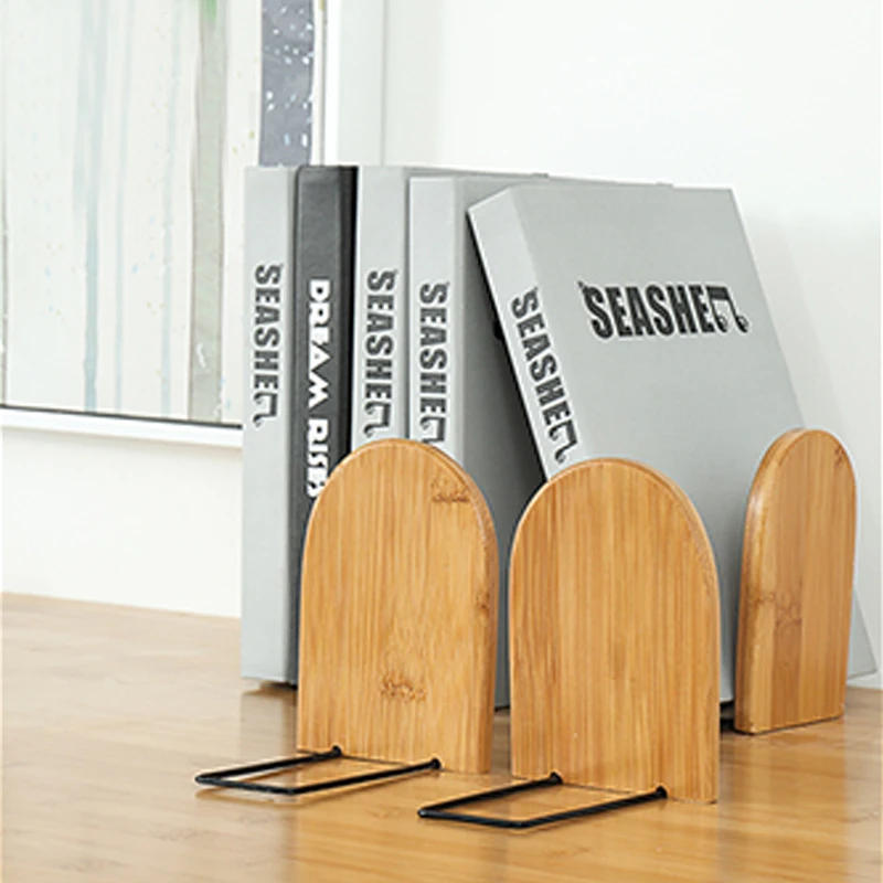 Nature Bamboo Desktop Organizer Office Home Bookends Book Ends Stand Holder Shelf Bookrack book organizer book holder book stand
