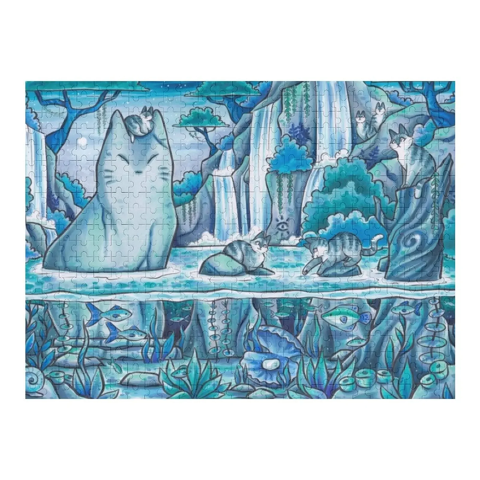 Mysterious Jungle Cat Pond Jigsaw Puzzle Woods For Adults Custom Wooden Gift Iq Puzzle