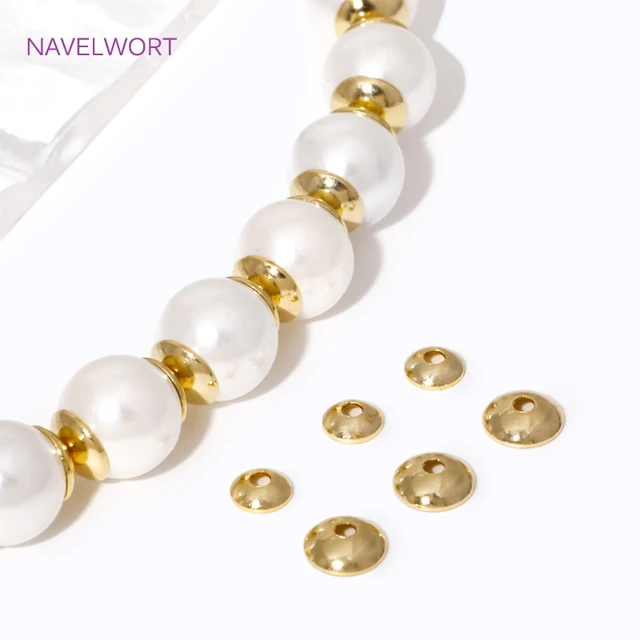 50/100pcs 3-4mm 14K Gold Plated Brass Round Bead Caps Spacer Beads For Jewelry Making DIY Bracelet Necklace Making Accessories 1