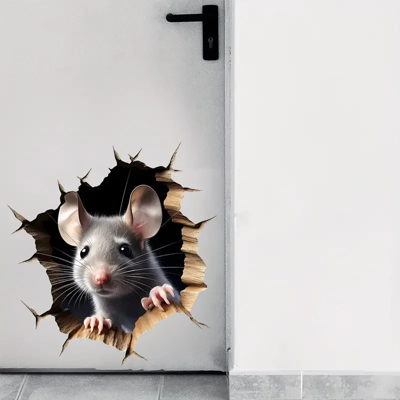 3D Mouse Toilet Wall Stickers Vinyl Stickers For Home Cabinet Door Refrigerator Car Decoration Art Wallpaper