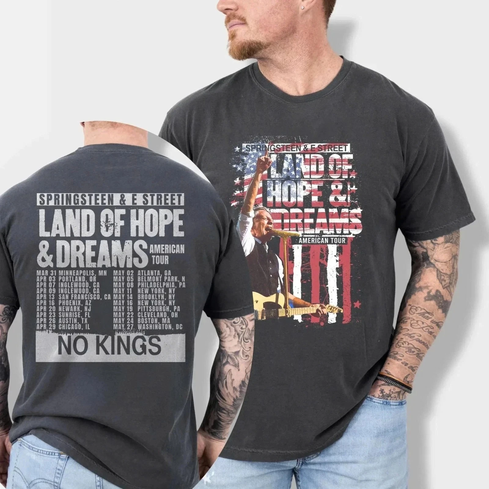 Bruce Springsteen & The E Street Band 2026 World Tour T-Shirt Retro Herren- und Damen-T-Shirt Fan-Gedenk-T-Shirt mit Aufdruck Lässiges T-Shirt