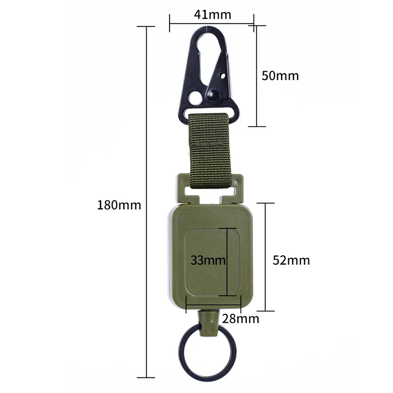 Duty Metal Retractable Carabiner Keychain Belt Outdoor Reels Eagle Beak Buckle Reinforced Steel Wire Easy Pull Back Clip 60cm