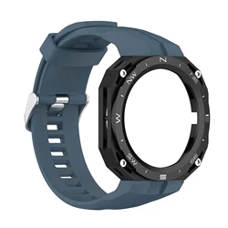 Stylish Silicone Compass Design Case with Strap for Huawei Watch GT Cyber - Premium Replacement Accessory Kit (B-DU)