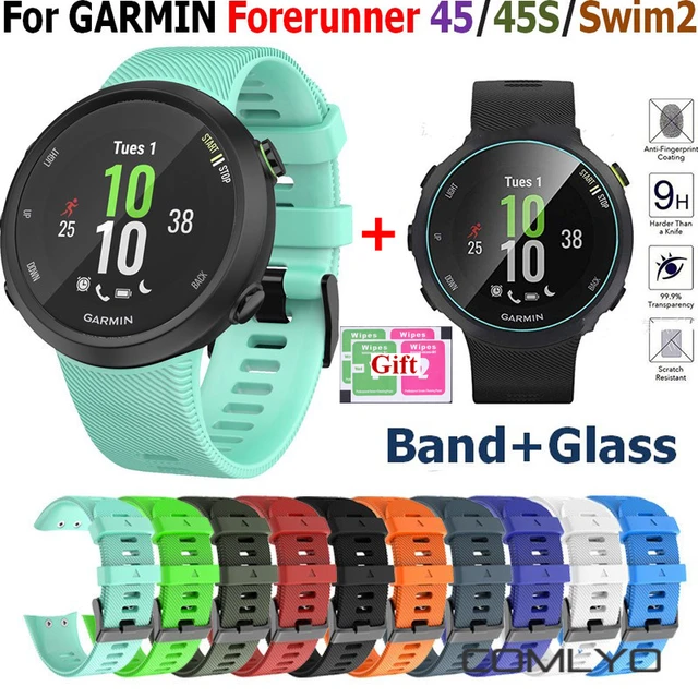 Bracelet Watchband Strap For Garmin Forerunner 45/45S/Swim2 Watch Band  Wrist Glass Screen Film for Garmin Swim 2 Watches Wrist - AliExpress