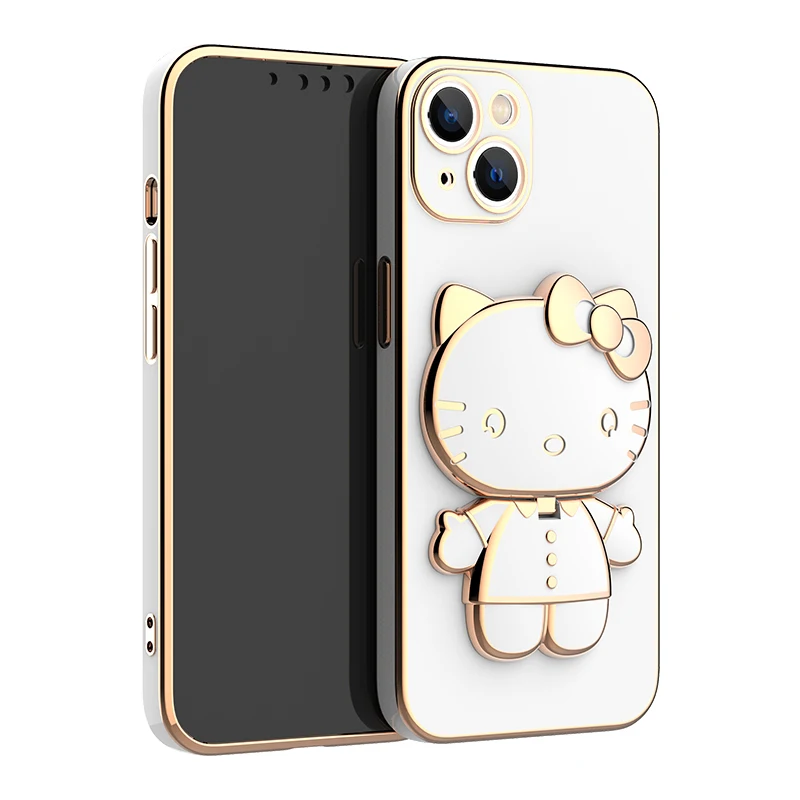 thumbnail image 1 of Hello Kitty Mirror Bracket Holder Phone Case For Huawei P60 Pro Plus P50 P40 P20 P30 Lite P Smart Z Y9 Prime 2019 Plating Cover, 1 of 5