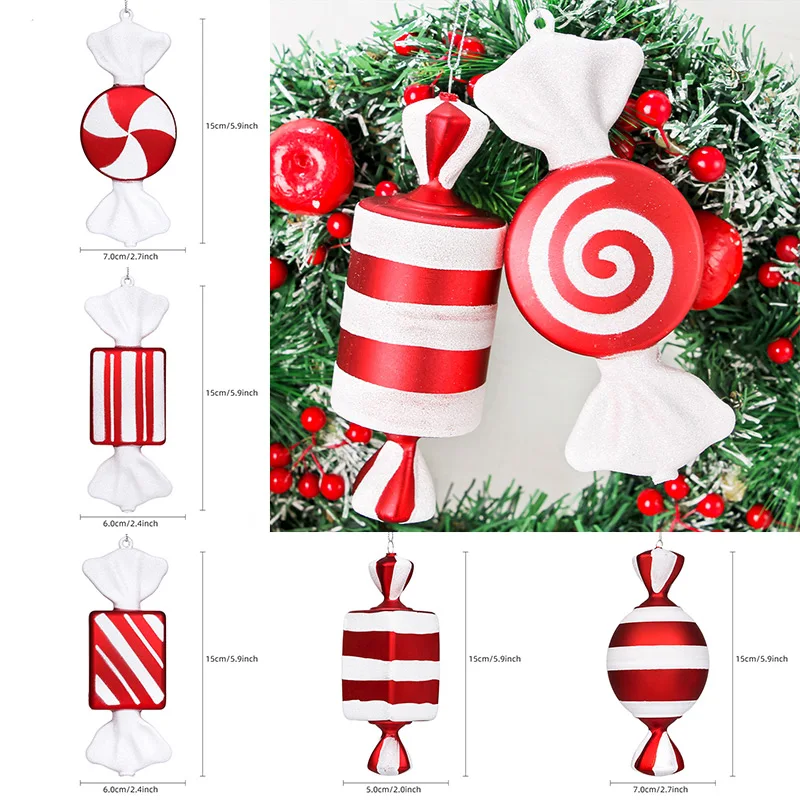 

1PC Large Candy Lollipop Cane Pendant Christmas Ornaments Xmas Tree Hanging Pendants New Year Decoration Gift Toys