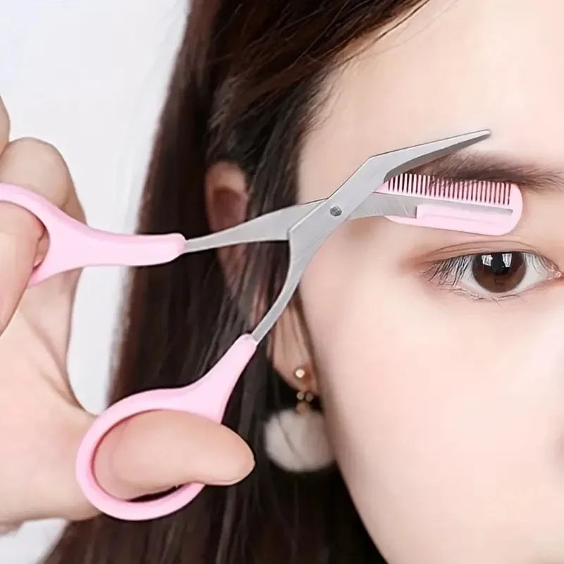Eyebrow Trimmer Set Curved Razor Scissors Comb Beauty Tools