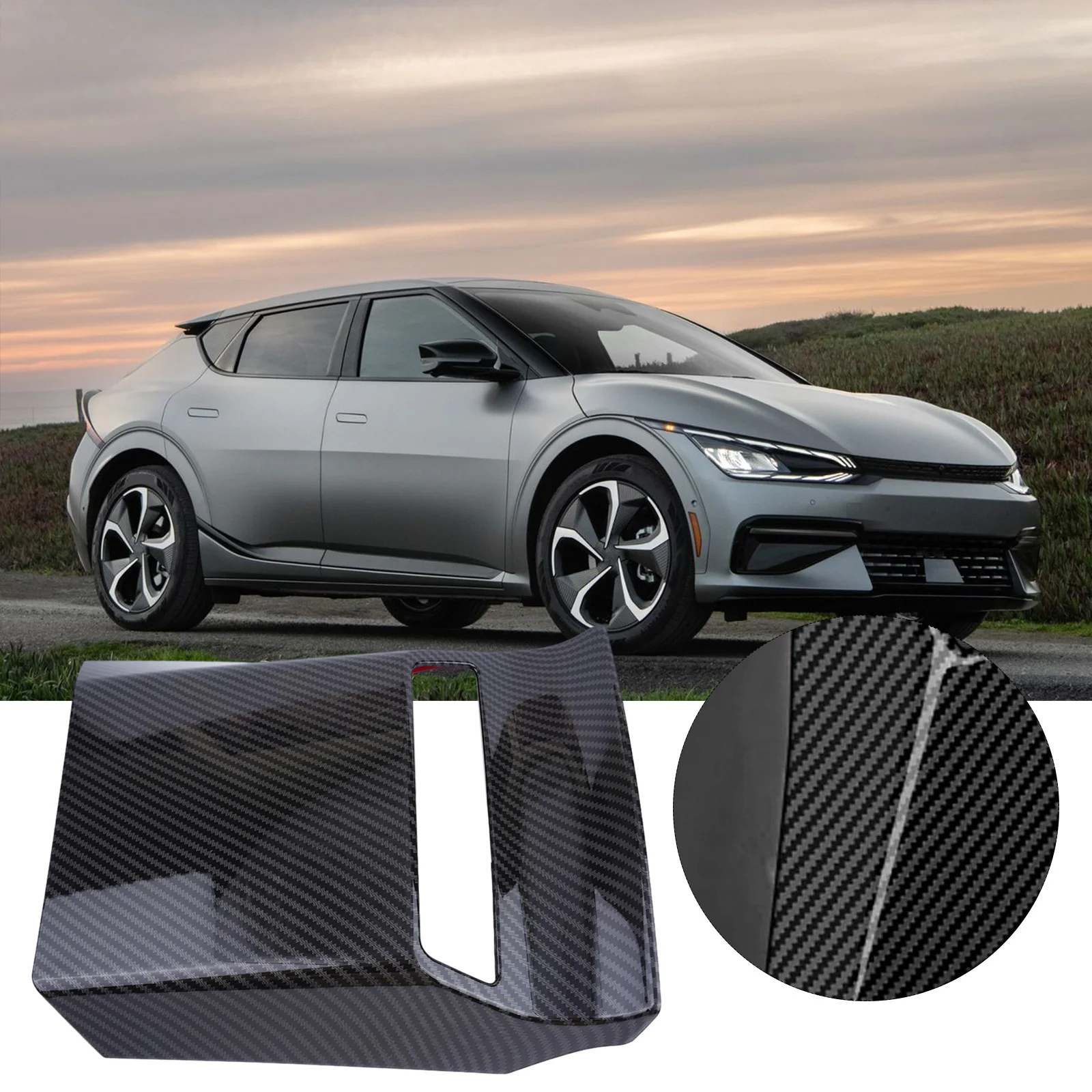 

Auto Parts Cover Trim Waterproof 1PCS ABS Carbon Fiber Style Never Fade No Rust Paint Pattern Replacement Car Protector