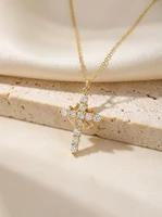 Light Luxury Pave Zircon Cross Necklace | Gold/Silver Dual-Tone | Unique Versatile Daily Jewelry 4
