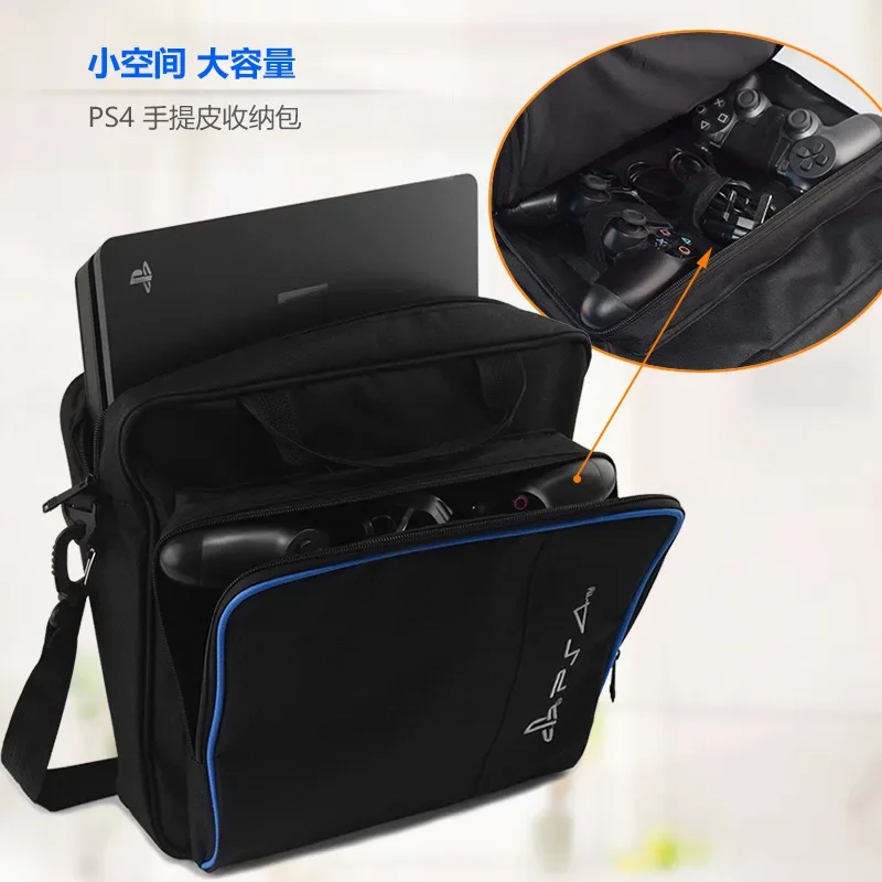 PS4 게임 콘솔 용 메신저 백 PS4 Pro/Slim 여행용 수납 가방 액세서리 및 컨트롤러 핸드백 캔버스 케이스 용 숄더 백