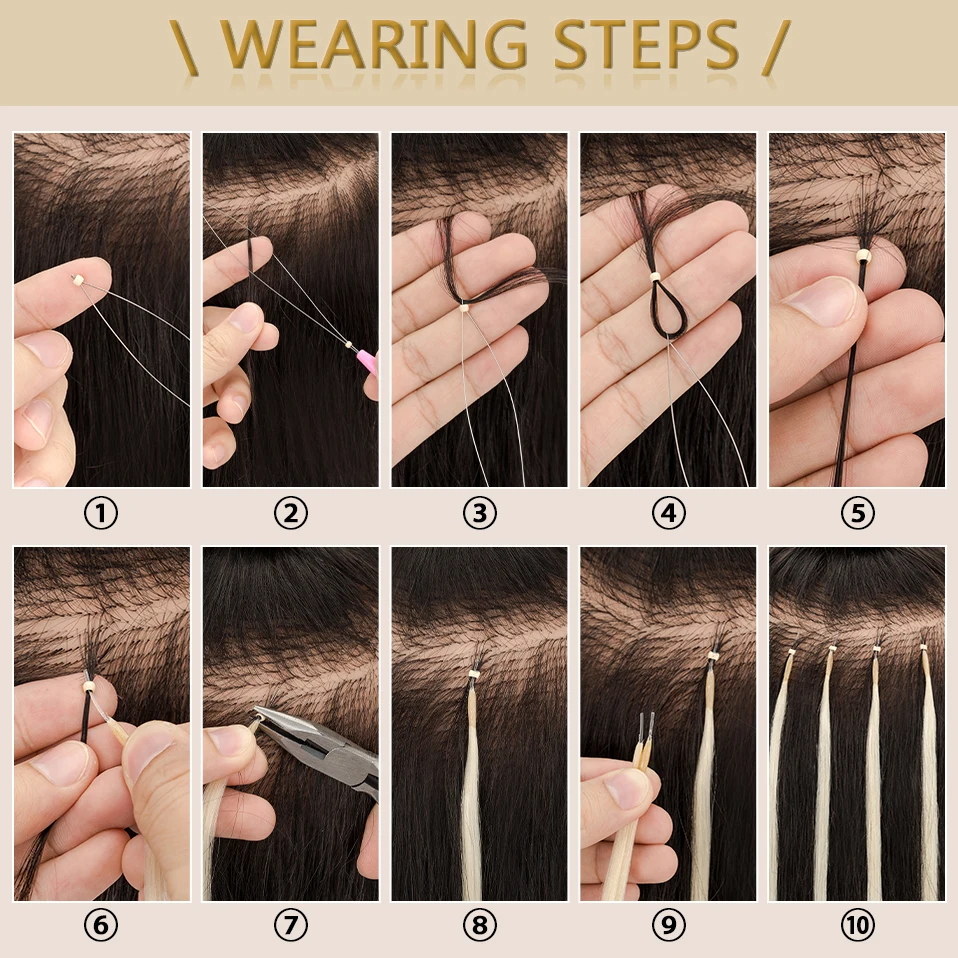 S-noilite Real Remy Human Hair 1g Elastic Rope Micro Loop Microlink Micro Ring 50 Strands/Pack Straight Natural Hair Extensions