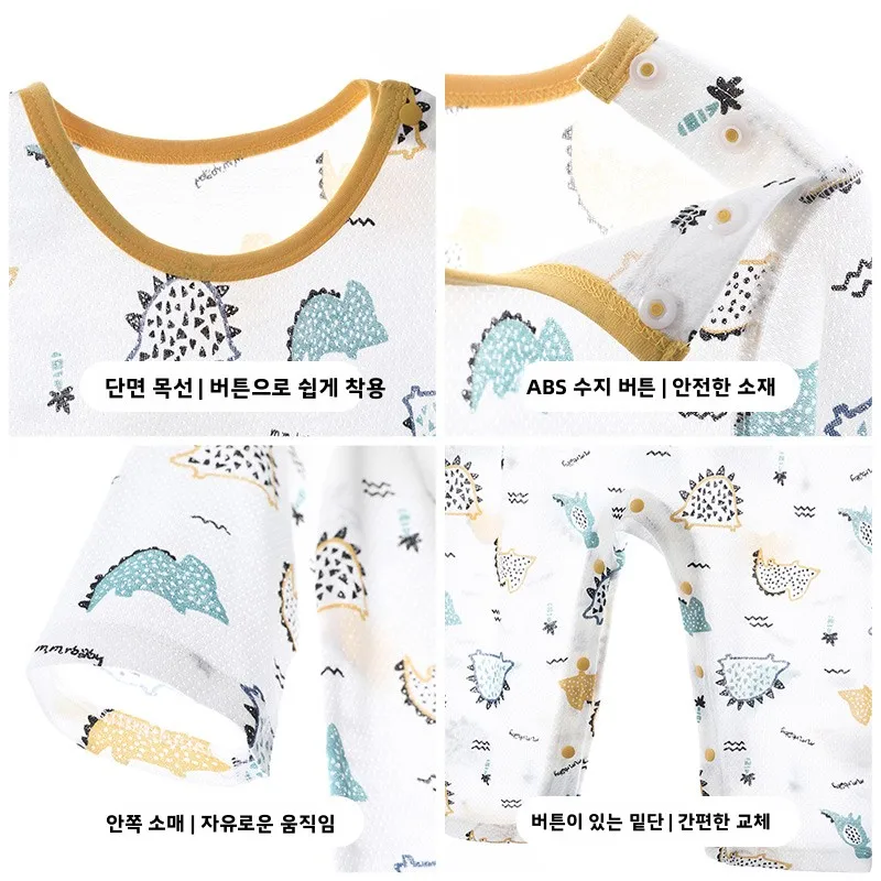 순수 코튼 베이비 잠옷 소년과 소녀를위한 긴 소매 얇은 코튼 롬퍼 슈트 봄 가을 에어컨 의류 안티 킥