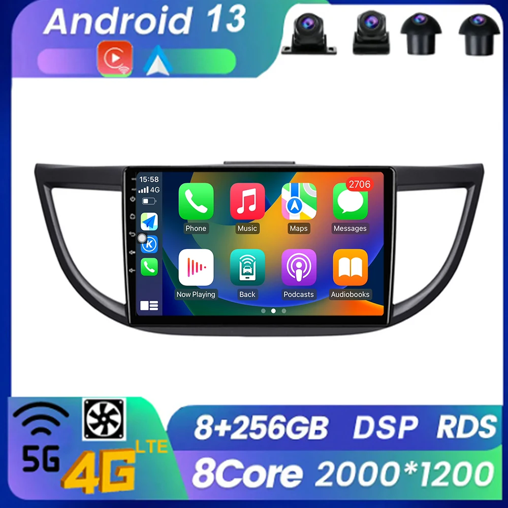 

Radio Bluetooth WIFI Autoradio Android 13 For Honda CR-V 4 CRV RM RE 2012 - 2016 Wireless Carplay Multimedia
