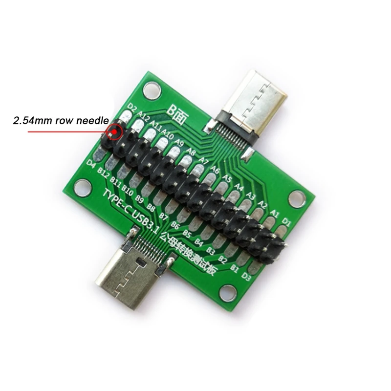 남성-여성 유형 C 테스트 PCB 보드 범용 보드(USB 3.1 포트 포함) 핀이 있는 20.6X36.2MM 테스트 보드
