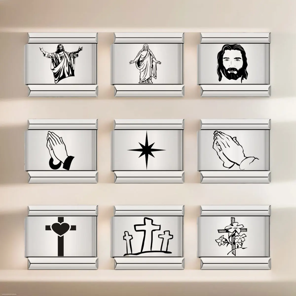 DIY Italian Charm Bracelet For Women 9mm Universal Stainless Steel with Jesus Pattern and Prayer Elements Perfect for Believers