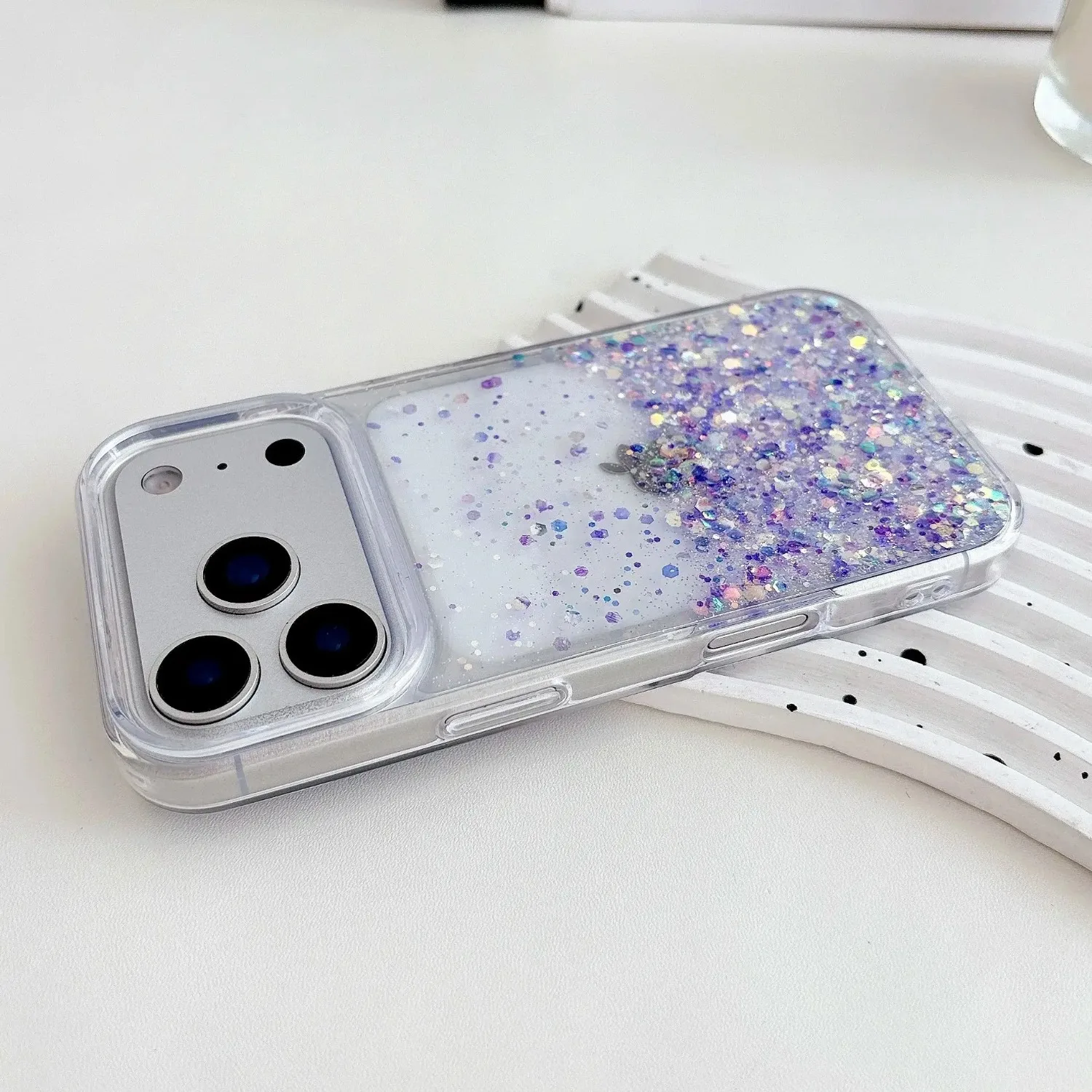 Night Glowing Luminous Glitter Silicone Phone Case with Neon Transparent Sequins Cover