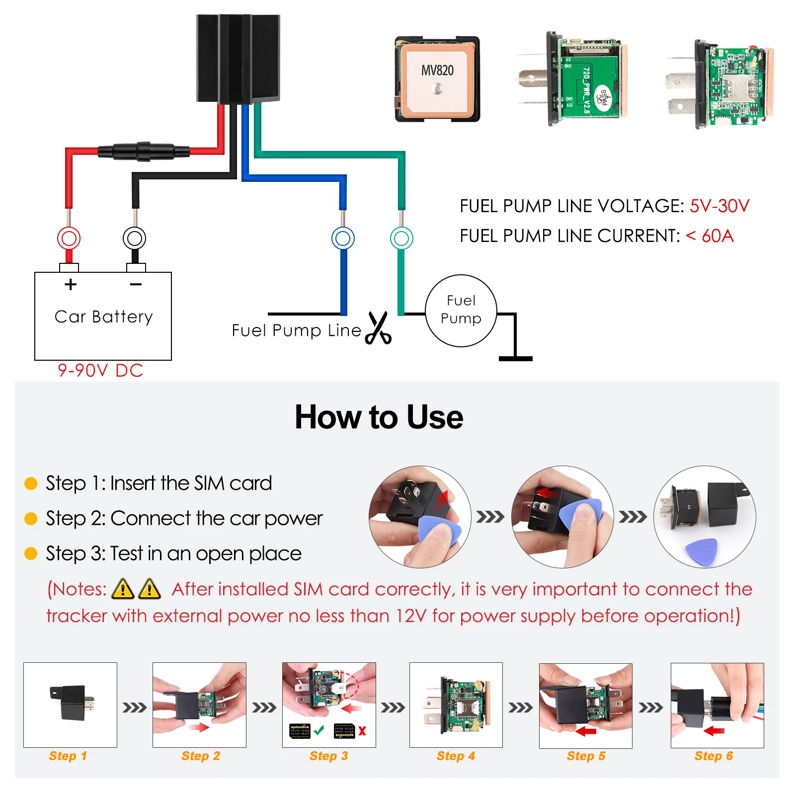 GPS Tracker Car Tracker MiCODUS Relay GPS Tracker Car Tracking Device MV720 9-90V Cut Off Fuel