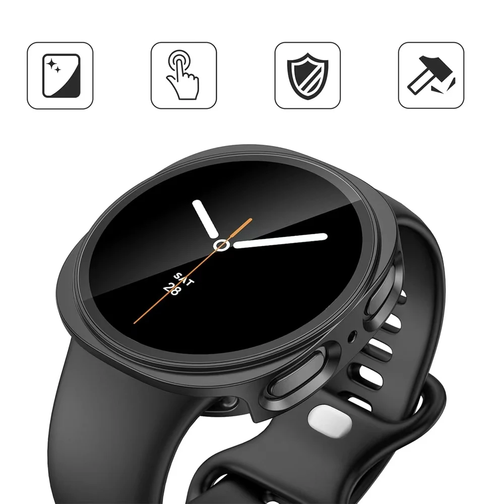 Watch Cover Tempered Glass+ PC Cover Samsung Galaxy Watch 8 7 4 5 6 44mm 40mm All Coverage Protector Bumper Case Watch Accessories