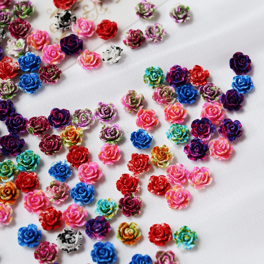 Set of 100 Miniature Resin Rose Flatback Cabochons for Crafting and Decoration