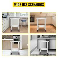 VEVOR Stainless Steel 700lbs Kitchen Worktable with 4Caster Wheels Shelves Commercial Work Bench Table for  Restaurant Storage 2
