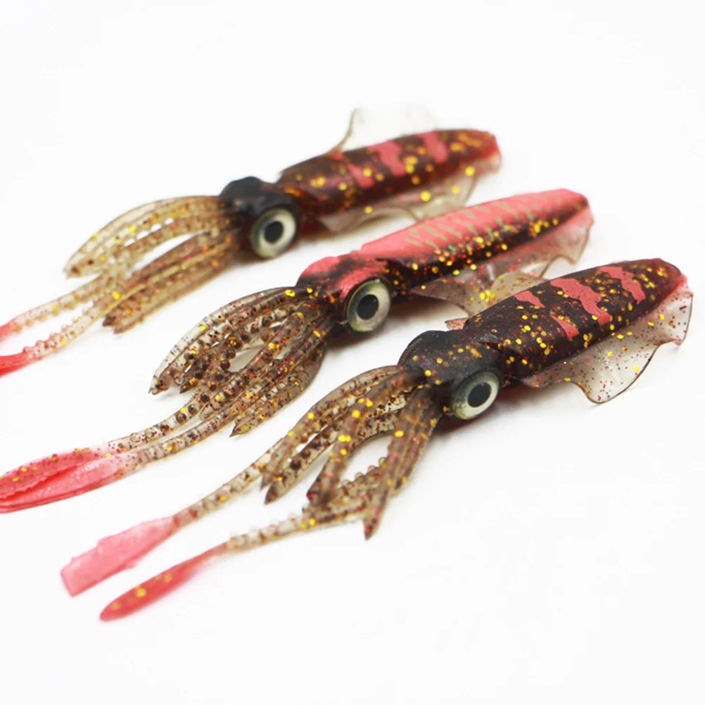 3 Pcs Fishing Lures Artificial Baits Thin Fin Octopus Squid