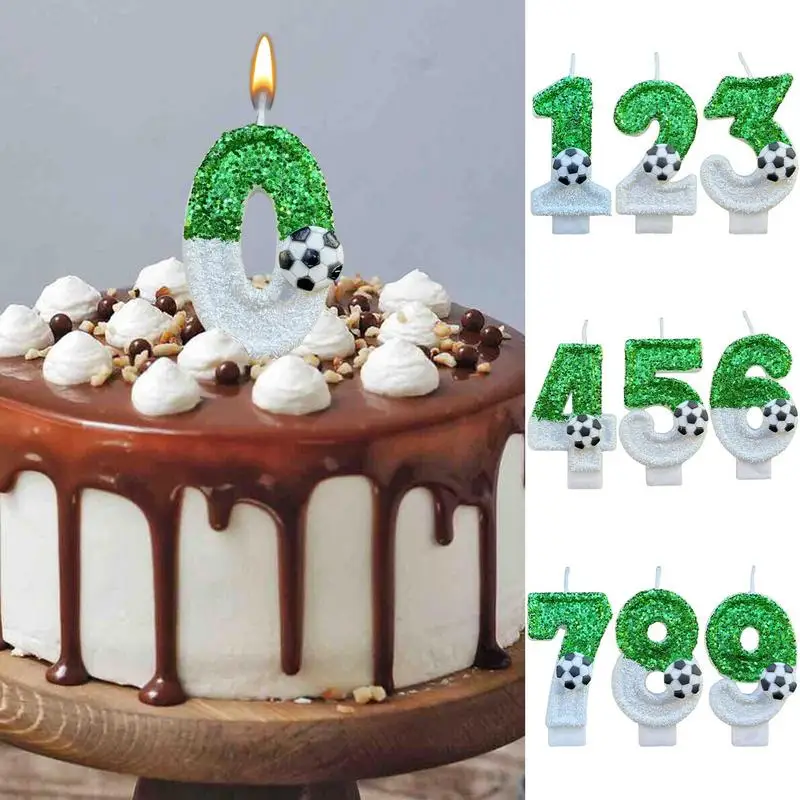 

Number Digit Birthday Party Cake Decorations Candle Supplies Commemoration Day Party Decor Glitter Football Candles Decorations