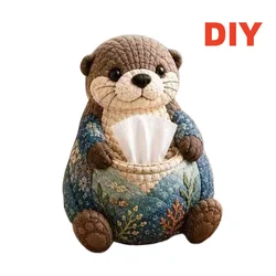 Handmade Patchwork Tissue Box Cover Kit - Craft Hobby Decor Gift Set (Otter DIY)