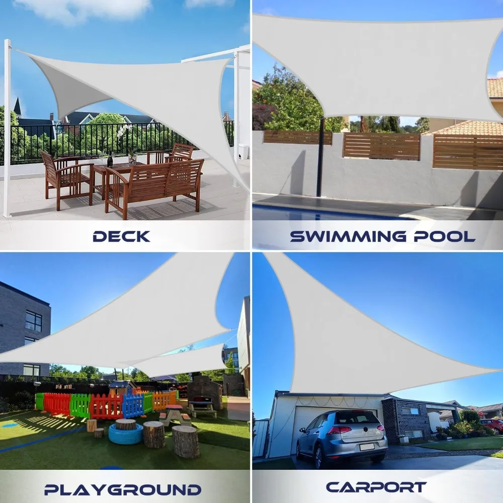 10'x13' Waterproof Sun Shade Sail Rectangle Shade Canopy Cover UV Block for Backyard Patio Deck Balcony Pergola Garden (Light Gr