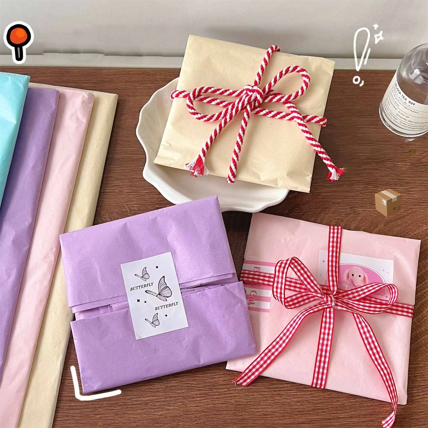 10pcs Rose Gold Gift Wrapping Paper, Minimalist Paper Gift