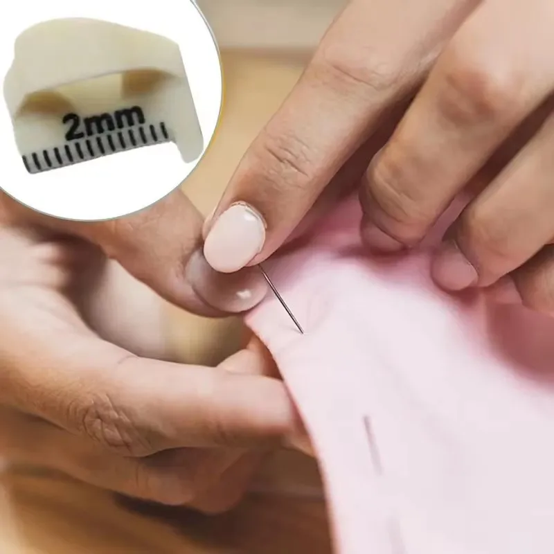 3Pcs/set Sewing Needle Gauge Measuring Tool Finger Ruler Sewing Template For Equal Stitches Finger Protector With A Scale