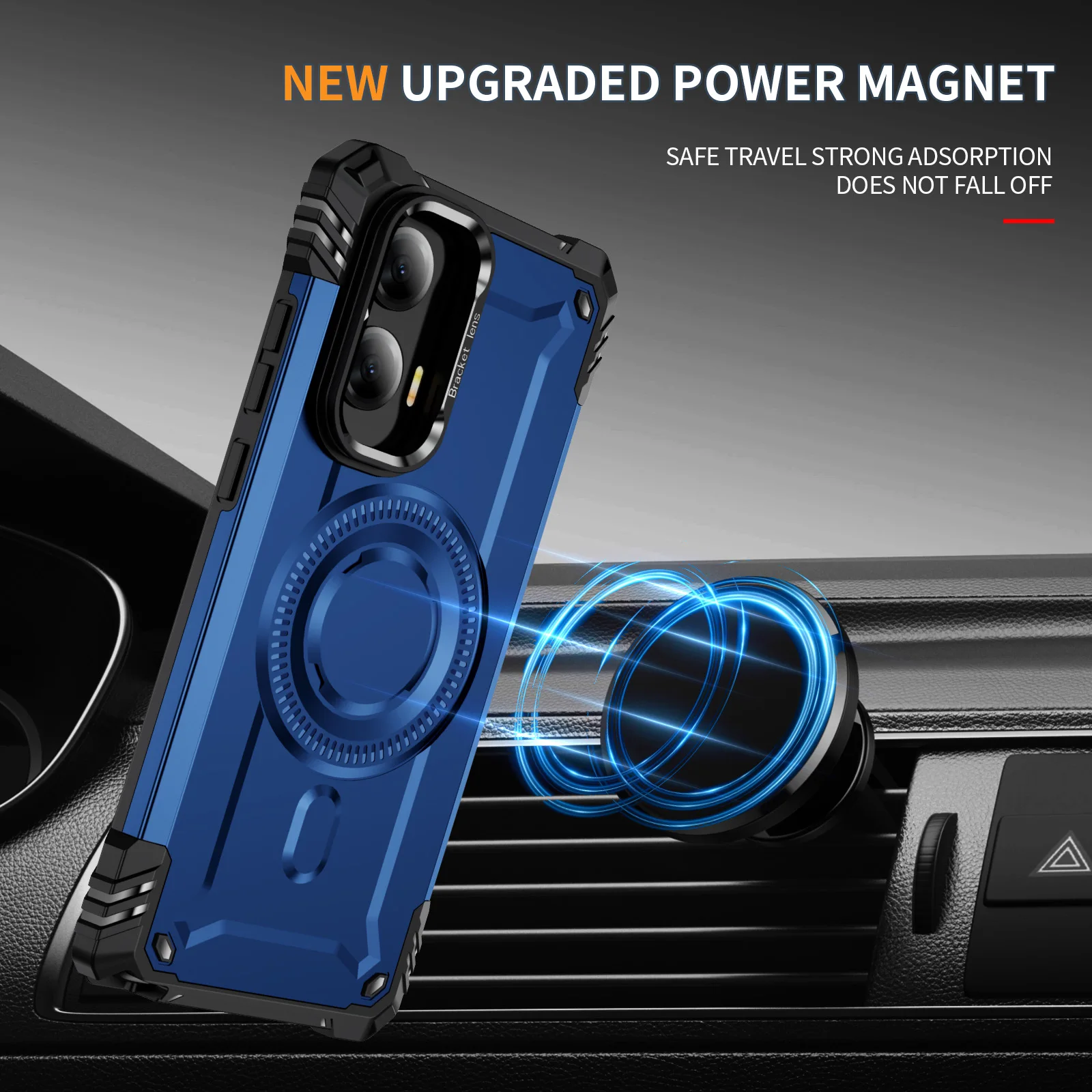 Magnetic Armor Shockproof Case with Magsafe and Metal Lens Stand Cover
